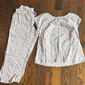 Croft & Barrow Kids Pajama Set - White with Floral Print